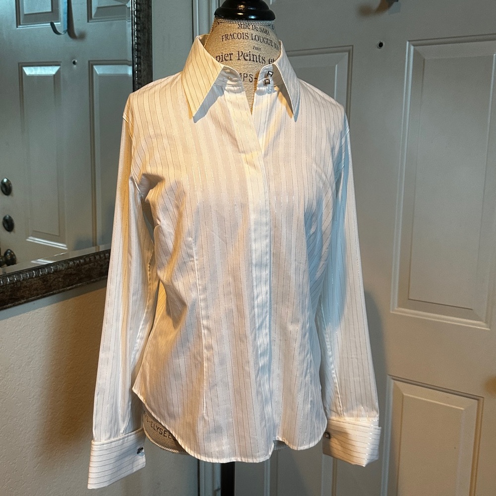 Talbots Silver Pinstripe Top